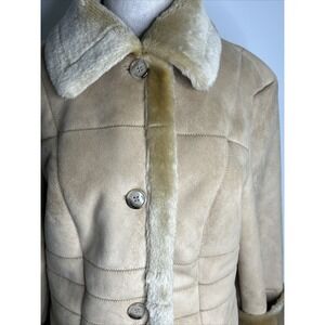 Faux Suede &‎ Shearling Beige Winter Coat  Women's Fleet Street Limited Sz Small